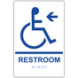 White ADA Braille Accessible RESTROOM Left Sign with Symbol RRE-35195-Blue_on_White