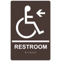 Dark Brown ADA Braille Accessible RESTROOM Left Sign with Symbol RRE-35195-White_on_DarkBrown