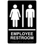 Black ADA Braille Unisex Employee Restroom Sign With Symbol