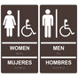 Dark Brown ADA Braille WOMEN - MEN Accessible Restroom Sign Set RRB-130_150PairedSet_White_on_DarkBrown