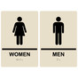 Almond ADA Braille WOMEN - MEN Restroom Sign Set RRE-125_145PairedSet_Black_on_Almond