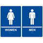 Blue ADA Braille WOMEN - MEN Restroom Sign Set RRE-125_145PairedSet_White_on_Blue