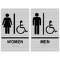 Accessible Restrooms Braille Sign Set RRE-130_150PairedSet_Black_on_BrushedSilver