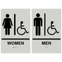 Pearl Gray ADA Braille WOMEN - MEN Accessible Restroom Sign Set RRE-130_150PairedSet_Black_on_PearlGray
