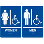 Blue ADA Braille WOMEN - MEN Accessible Restroom Sign Set RRE-130_150PairedSet_White_on_Blue