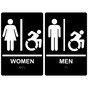 Black Braille WOMEN - MEN Restroom Sign Set with Dynamic Accessibility Symbol RRE-130_150PairedSetR_White_on_Black