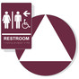 White on Burgundy California Title 24 Accessible Unisex Restroom Left Sign Set RRE-14820_DCT_Title24Set_White_on_Burgundy