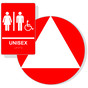 White on Red California Title 24 Accessible Unisex Restroom Sign Set RRE-19618_DCT_Title24Set_White_on_Red