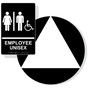 White on Black California Title 24 Accessible Unisex Employee Restroom Sign Set RRE-19619_DCT_Title24Set_White_on_Black