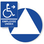 White on Blue California Title 24 Accessible Employee Unisex Restroom Right Sign Set RRE-35203_DCT_Title24Set_White_on_Blue
