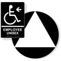 White on Black California Title 24 Accessible Employee Unisex Restroom Left Sign Set RRE-35204_DCT_Title24Set_White_on_Black