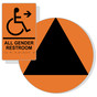 Black on Orange California Title 24 Accessible All Gender Restroom Right Sign Set RRE-35206_DCT_Title24Set_Black_on_Orange