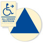 Blue on Ivory California Title 24 Accessible All Gender Restroom Right Sign Set RRE-35206_DCT_Title24Set_Blue_on_Ivory