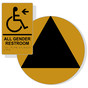 Black on Gold California Title 24 Accessible All Gender Restroom Left Sign Set RRE-35207_DCT_Title24Set_Black_on_Gold