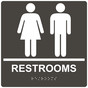 Square Charcoal Gray ADA Braille RESTROOMS Sign - RRE-105-99_White_on_CharcoalGray