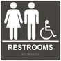 Square Charcoal Gray ADA Braille Accessible RESTROOMS Sign - RRE-115-99_White_on_CharcoalGray