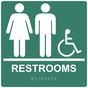 Square Pine Green ADA Braille Accessible RESTROOMS Sign - RRE-115-99_White_on_PineGreen