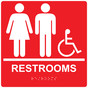 Square Red ADA Braille Accessible RESTROOMS Sign - RRE-115-99_White_on_Red