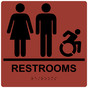 Square Canyon Braille RESTROOMS Sign with Dynamic Accessibility Symbol - RRE-115R-99_Black_on_Canyon