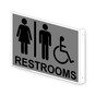 Projection-Mount Gray Accessible RESTROOMS Sign With Symbol