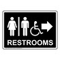 Black Accessible RESTROOMS Right Sign With Symbol RRE-7020-White_on_Black