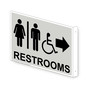 Projection-Mount Pearl Gray Accesible RESTROOMS (With Inward Arrow) Sign With Symbol RRE-7020Proj-Black_on_PearlGray