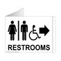 White Triangle-Mount Accessible RESTROOMS (With Inward Arrow) Sign With Symbol RRE-7020Tri-Black_on_White