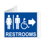 Blue Triangle-Mount Accessible RESTROOMS (With Inward Arrow) Sign With Symbol RRE-7020Tri-White_on_Blue