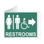 Pine Green Triangle-Mount Accessible RESTROOMS (With Inward Arrow) Sign With Symbol