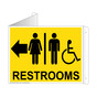 Yellow Triangle-Mount Accessible RESTROOMS (With Outward Arrow) Sign With Symbol RRE-7025Tri-Black_on_Yellow