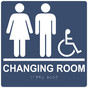 Square Navy ADA Braille Accessible CHANGING ROOM Sign - RRE-14775-99_White_on_Navy