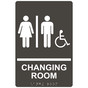 Charcoal Gray ADA Braille Accessible Unisex CHANGING ROOM Sign RRE-14775_White_on_CharcoalGray
