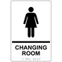 White ADA Braille Women's CHANGING ROOM Sign with Symbol RRE-14776_Black_on_White