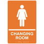 Orange ADA Braille Women's CHANGING ROOM Sign with Symbol RRE-14776_White_on_Orange