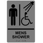 Gray ADA Braille Accessible MENS SHOWER Sign with Symbol RRE-14809_Black_on_Gray