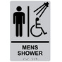 Silver ADA Braille Accessible MENS SHOWER Sign with Symbol RRE-14809_Black_on_Silver