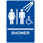 Blue ADA Braille Accessible SHOWER Sign with Symbol RRE-14832_White_on_Blue