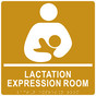 Square Gold ADA Braille LACTATION EXPRESSION ROOM Sign With Symbol RRE-37152-99-White_on_Gold