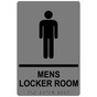 Gray ADA Braille MENS LOCKER ROOM Sign with Symbol RRE-690_Black_on_Gray