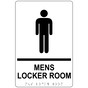 White ADA Braille MENS LOCKER ROOM Sign with Symbol RRE-690_Black_on_White