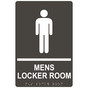 Charcoal Gray ADA Braille MENS LOCKER ROOM Sign with Symbol RRE-690_White_on_CharcoalGray
