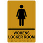 Gold ADA Braille WOMENS LOCKER ROOM Sign with Symbol RRE-695_Black_on_Gold
