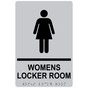 Silver ADA Braille WOMENS LOCKER ROOM Sign with Symbol RRE-695_Black_on_Silver
