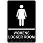 Black ADA Braille Womens Locker Room Sign With Symbol