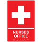 Red ADA Braille NURSE OFFICE Sign with Symbol RRE-885_White_on_Red