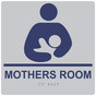 Square Silver ADA Braille MOTHERS ROOM Sign - RRE-930-99_MarineBlue_on_Silver