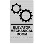 Brushed Silver ADA Braille ELEVATOR MECHANICAL ROOM Sign with Symbol RRE-935_Black_on_BrushedSilver