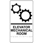 White ADA Braille ELEVATOR MECHANICAL ROOM Sign with Symbol RRE-935_Black_on_White