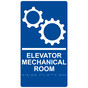 Blue ADA Braille ELEVATOR MECHANICAL ROOM Sign with Symbol RRE-935_White_on_Blue