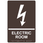 Dark Brown ADA Braille ELECTRIC ROOM Sign with Symbol RRE-940_White_on_DarkBrown